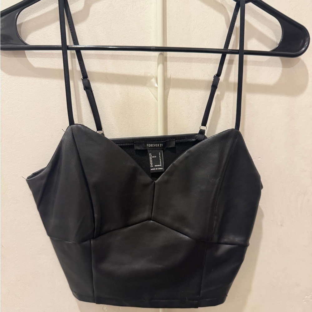 Forever 21 Black Faux Leather Top